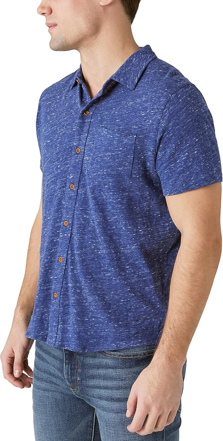 Lucky Brand Men's Short Sleeve Linen Button Up Shirt