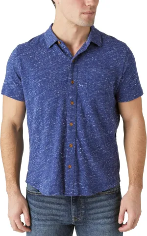Lucky Brand Men's Short Sleeve Linen Button Up Shirt