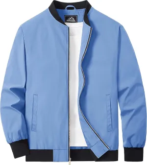 MAGCOMSEN Men's Bomber Jacket Lightweight Casual Zip Up Windbreaker Spring Fall Golf Coat with Pockets