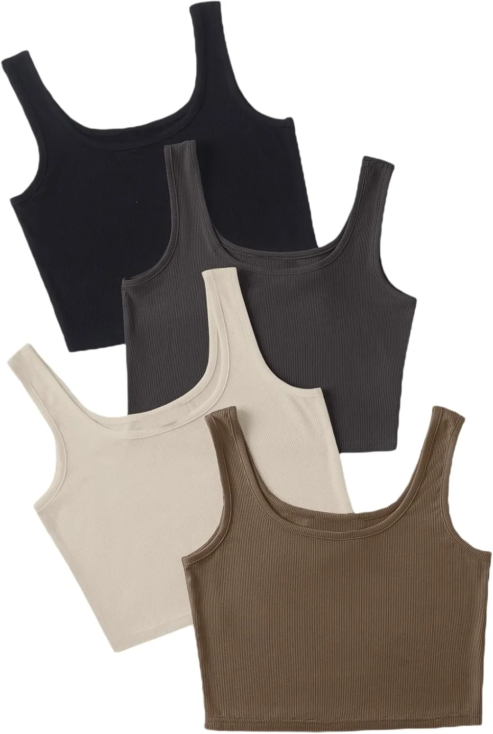 MakeMeChic Women's 4packs Plus Size Rib Knit Sleeveless Tank Crop Top