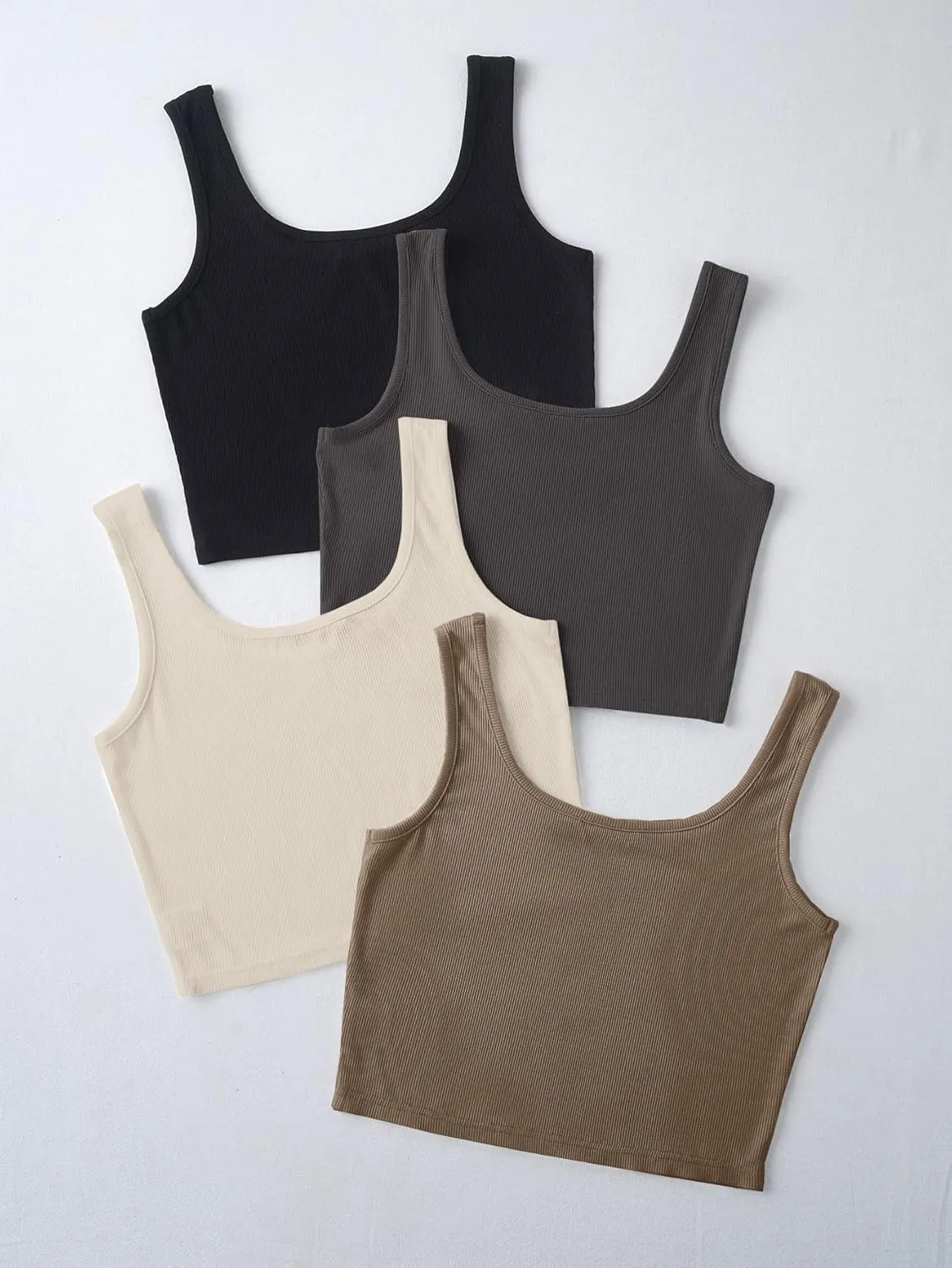 MakeMeChic Women's 4packs Plus Size Rib Knit Sleeveless Tank Crop Top