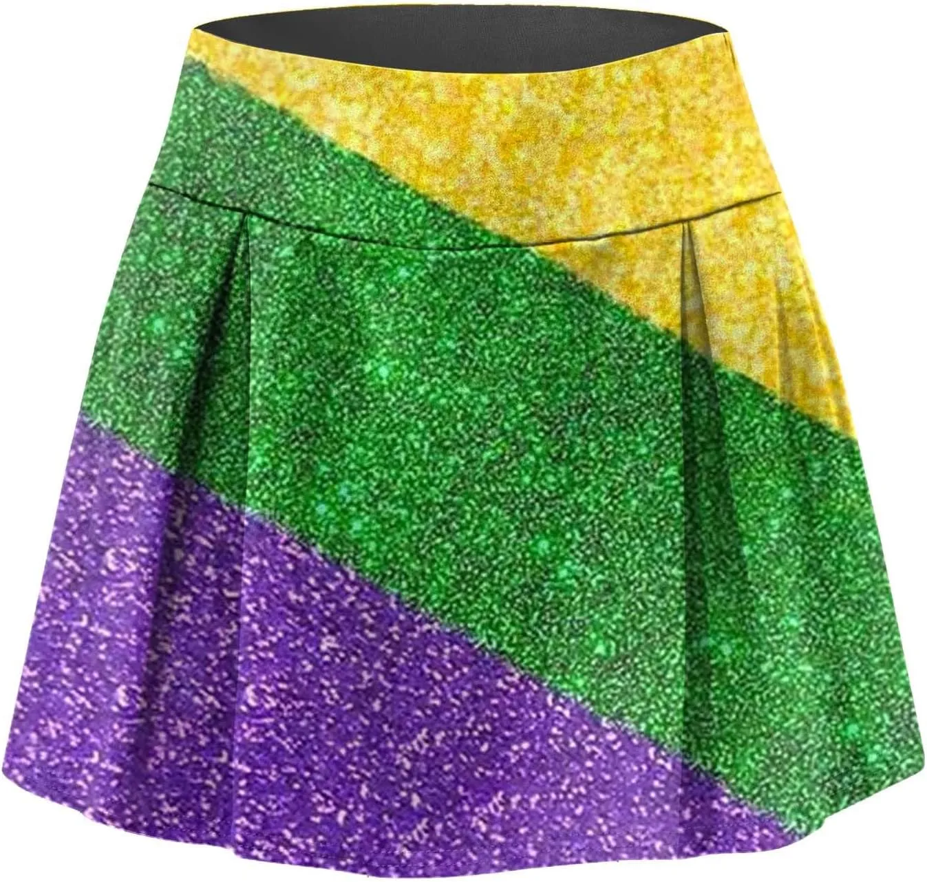 Mardi Gras Skirt Skorts for Womens Elastic High Waisted Workout Tennis Golf Skirts Athletic Running Sports Skirt Shorts