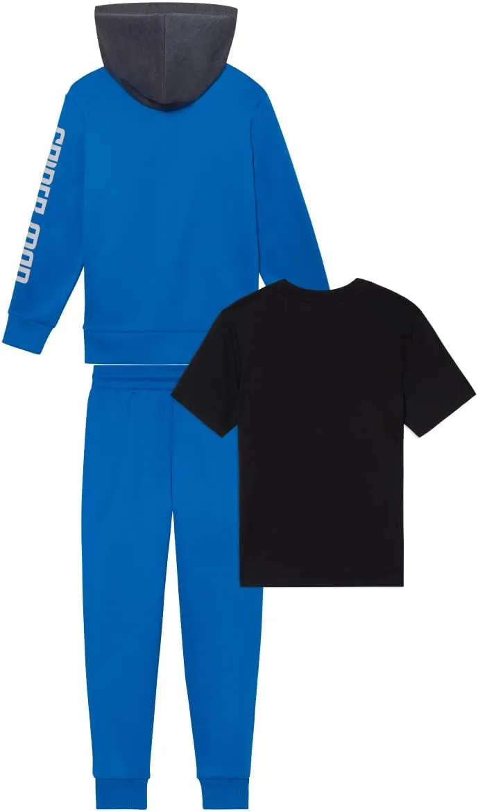 Marvel Spider-Man Boys 3-Piece Fleece Pants Sets, Peter Parker Miles Morales Zip-Up Hoodie, T-Shirt, Pants Sets for Boys