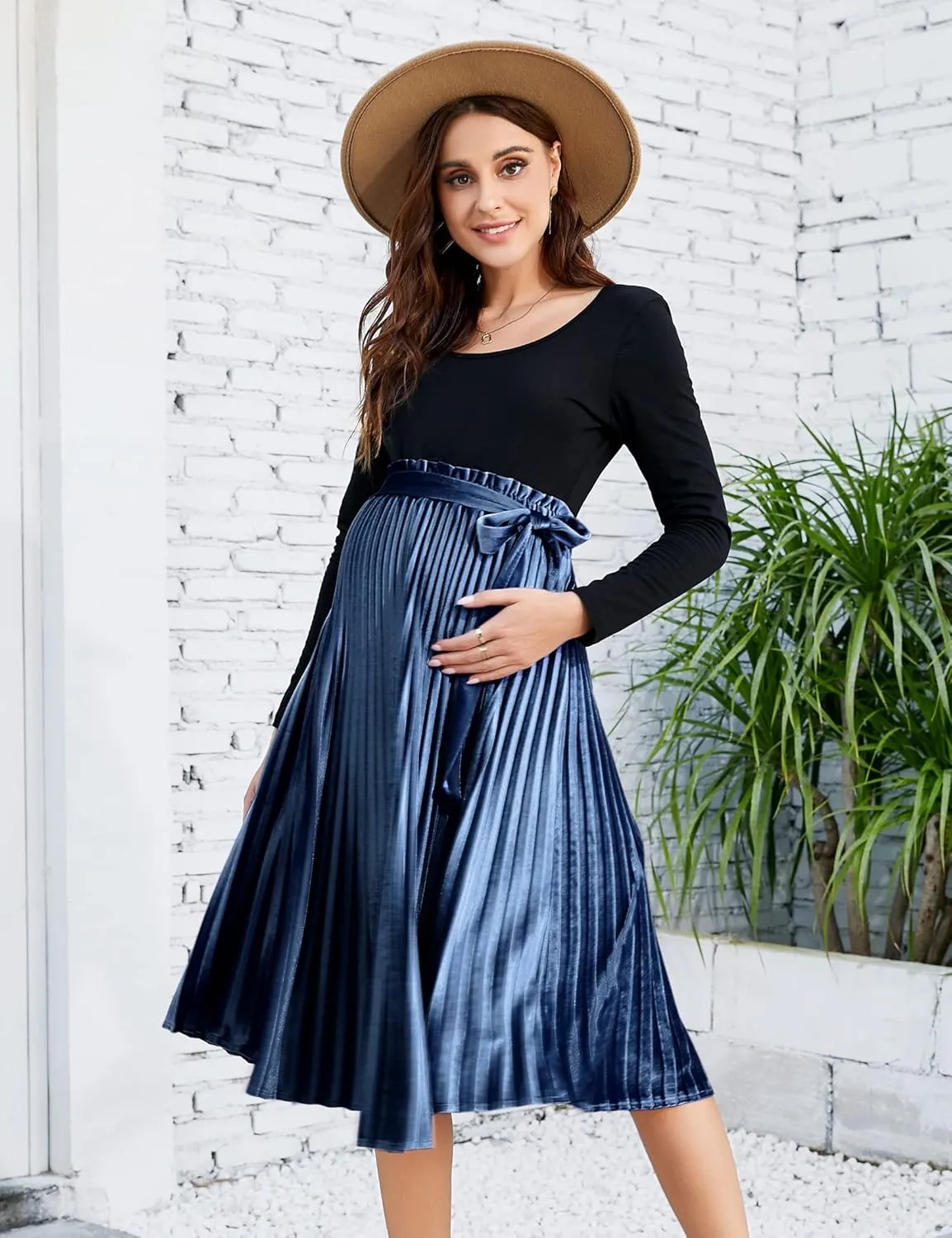 Maternity Skirt Women's High Waist Maternity Skirts Ruffled Tiered Casual A Line Swing Boho Skirts for Women