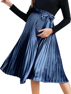 Maternity Skirt Women's High Waist Maternity Skirts Ruffled Tiered Casual A Line Swing Boho Skirts for Women