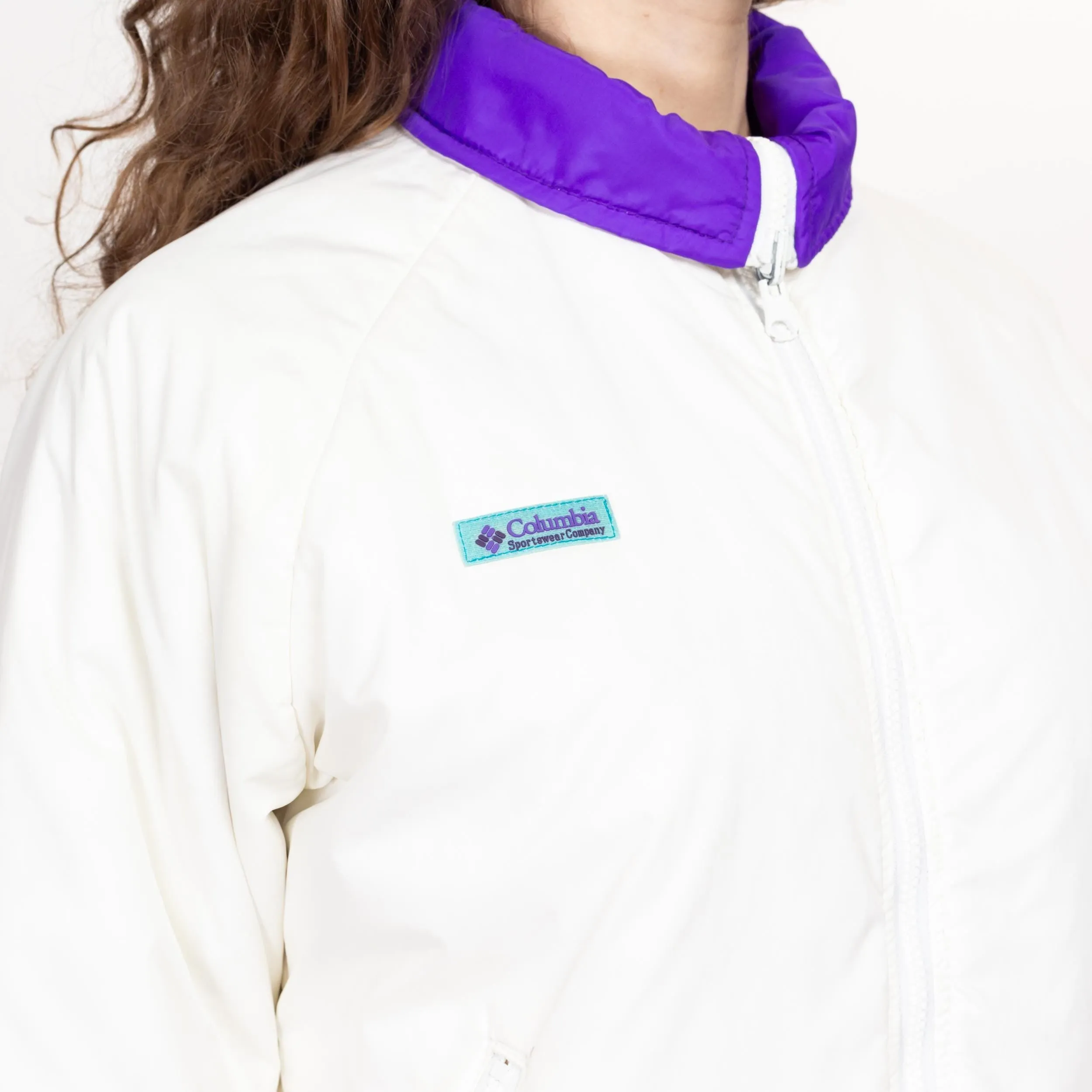 Medium 90s Columbia Reversible Purple & White Puffer Windbreaker