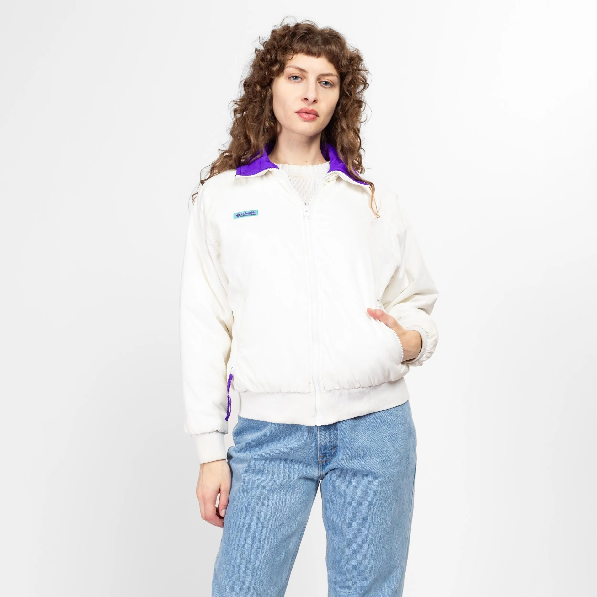 Medium 90s Columbia Reversible Purple & White Puffer Windbreaker