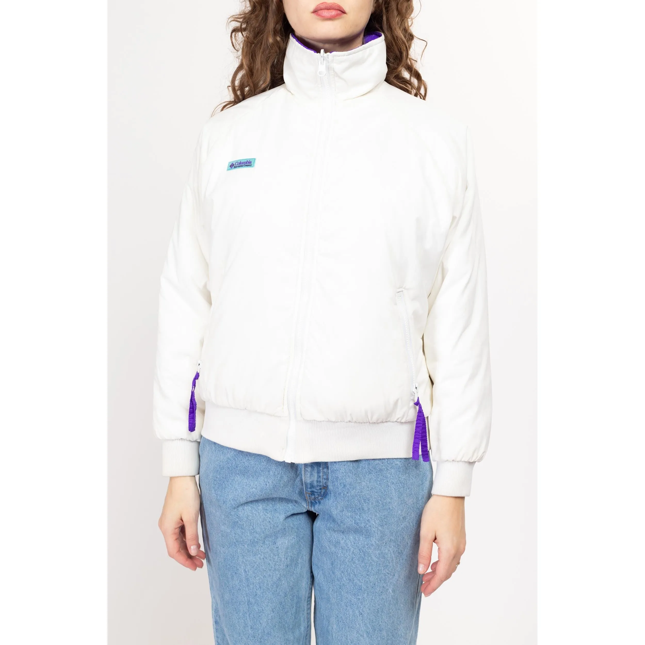 Medium 90s Columbia Reversible Purple & White Puffer Windbreaker