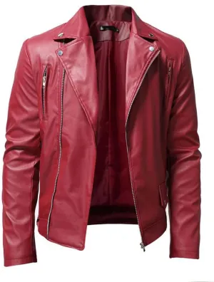Men Faux Leather Bomber Jacket Fashion Fall Winter Zip Up Long Sleeve Jackets for Motorcycle Outdoor Streetwear