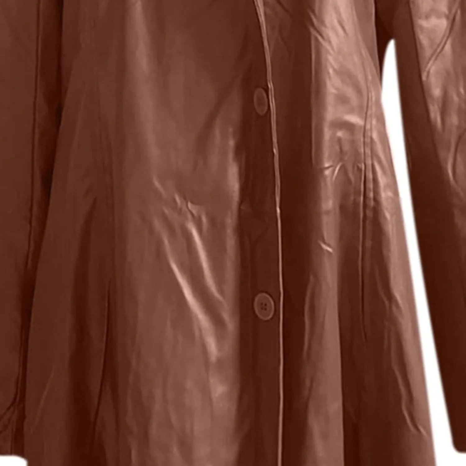 Men Faux Leather Trench Coat, Stylish Notch Stand Collar Detective Coat, Full Length Overcoat Solid Color Long Coat