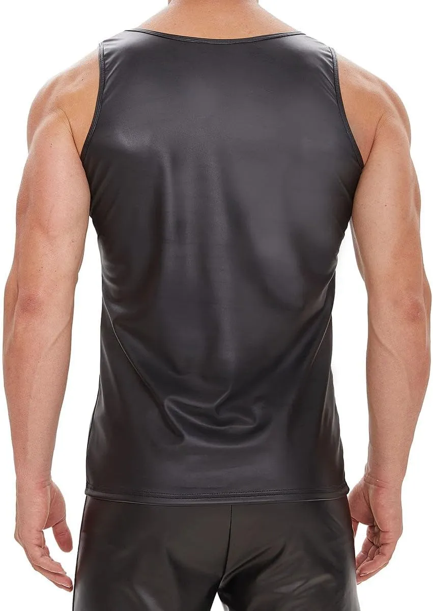 Men Shiny Leather Tank Top, Soft Matte, Male Thin Casual Vest