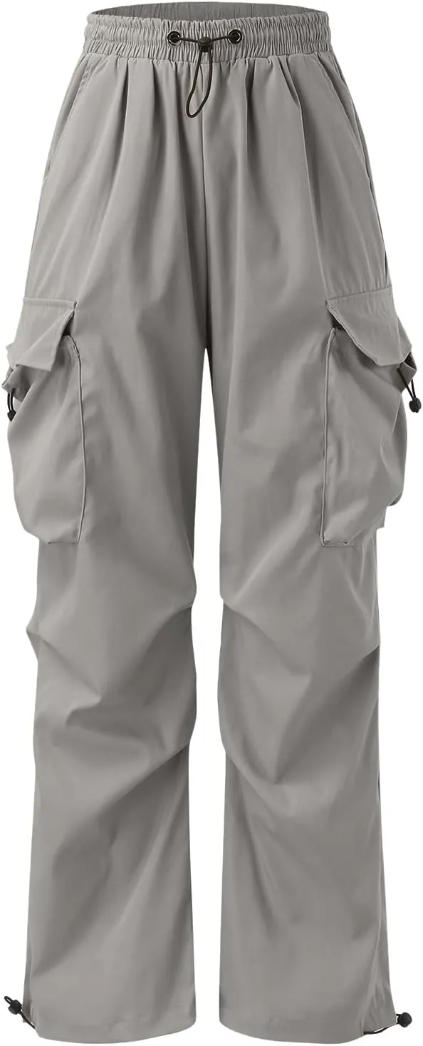 Men's Baggy Cargo Pants Casual Parachute Cargo Pants Elasticated Waist Loose Fit Outdoor Joggers Multi Pockets