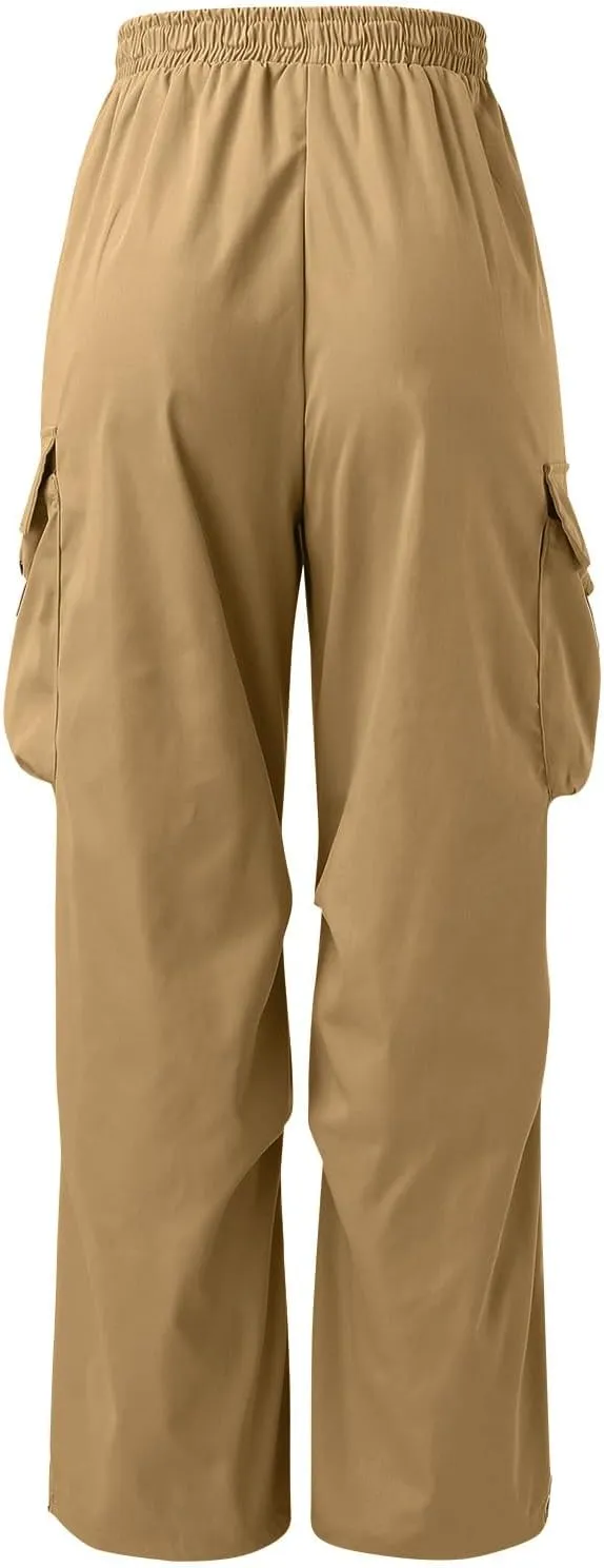 Men's Baggy Cargo Pants Casual Parachute Cargo Pants Elasticated Waist Loose Fit Outdoor Joggers Multi Pockets