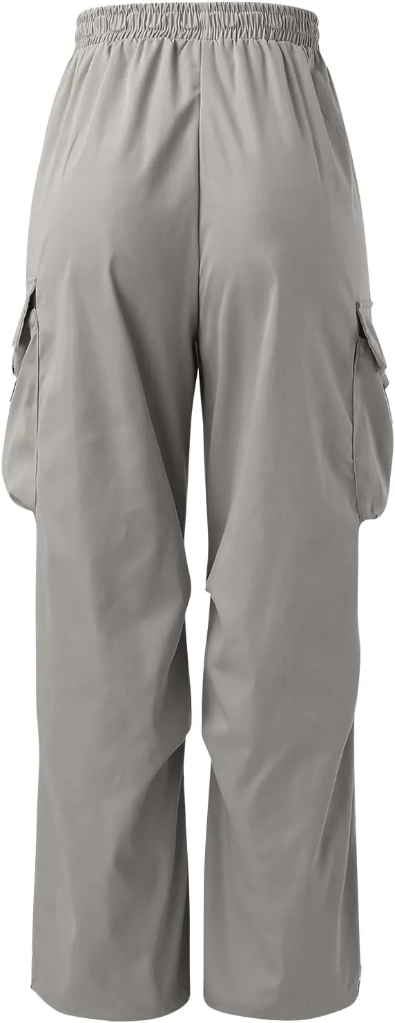 Men's Baggy Cargo Pants Casual Parachute Cargo Pants Elasticated Waist Loose Fit Outdoor Joggers Multi Pockets
