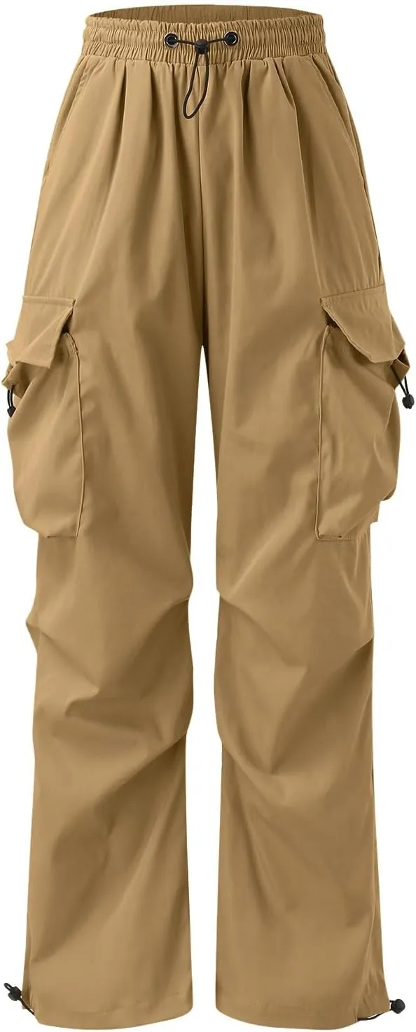 Men's Baggy Cargo Pants Casual Parachute Cargo Pants Elasticated Waist Loose Fit Outdoor Joggers Multi Pockets