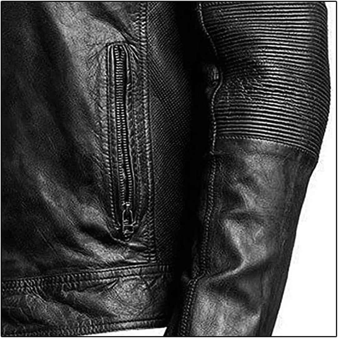 Mens Cafe Racer Motorcycle Leather Jacket Genuine Sheepskin Vintage Moto Biker Collection