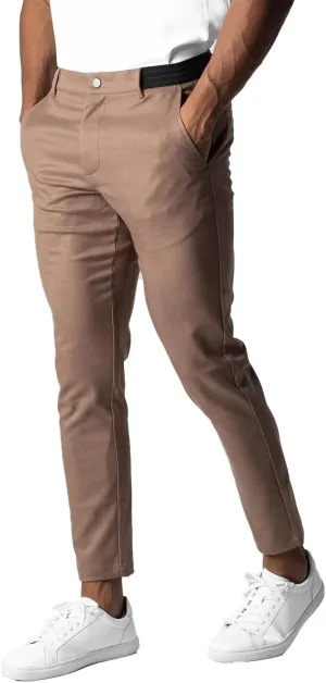 Mens Casual Pant Slim-Fit Wrinkle-Resistant Flat-Front Stretch Chino Pant Stretch Waist Tapered Trousers for Business