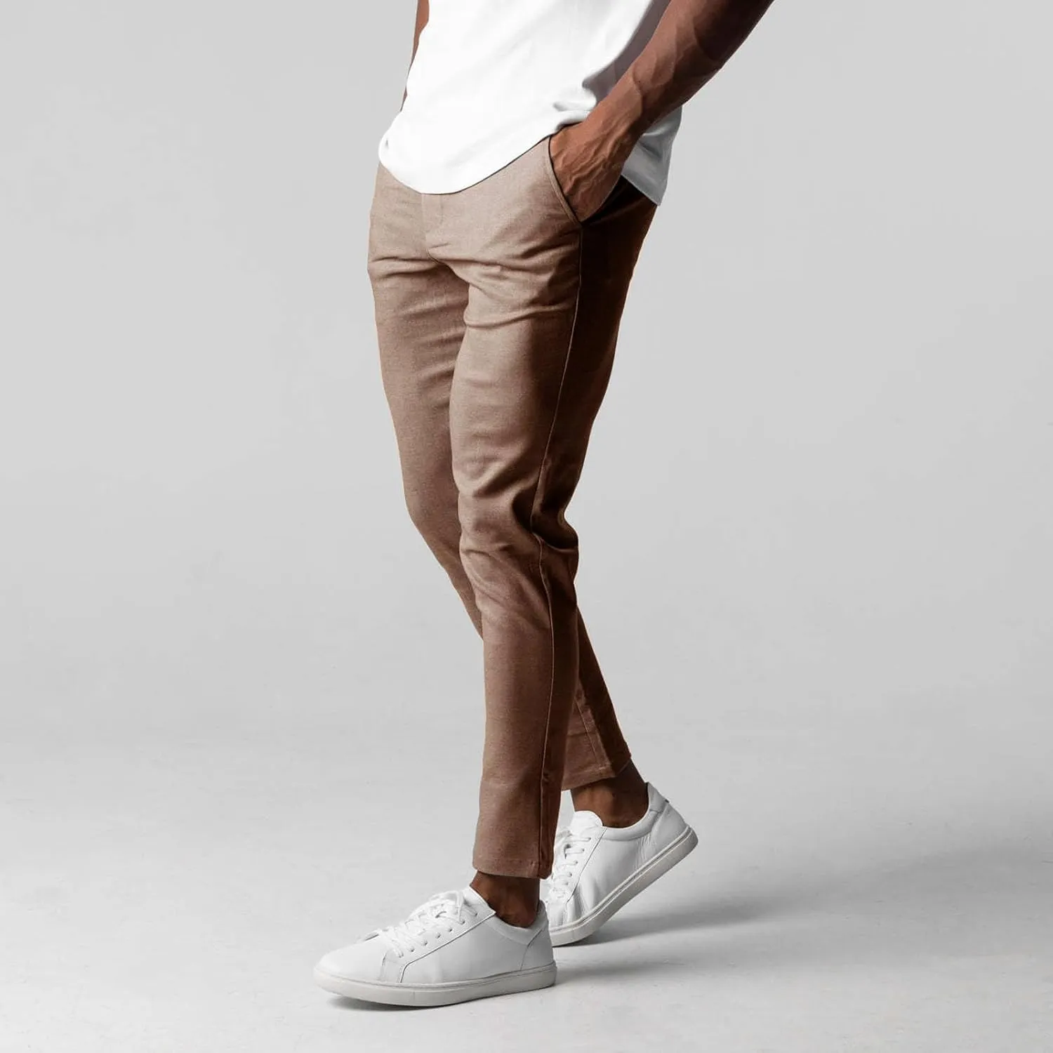 Mens Casual Pant Slim-Fit Wrinkle-Resistant Flat-Front Stretch Chino Pant Stretch Waist Tapered Trousers for Business