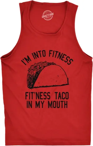 Mens Fitness Taco in My Mouth Tanktop Funny Shirt
