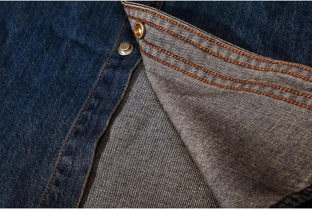 Men's Long Sleeve Slim-Fit Snap Denim Work Shirt