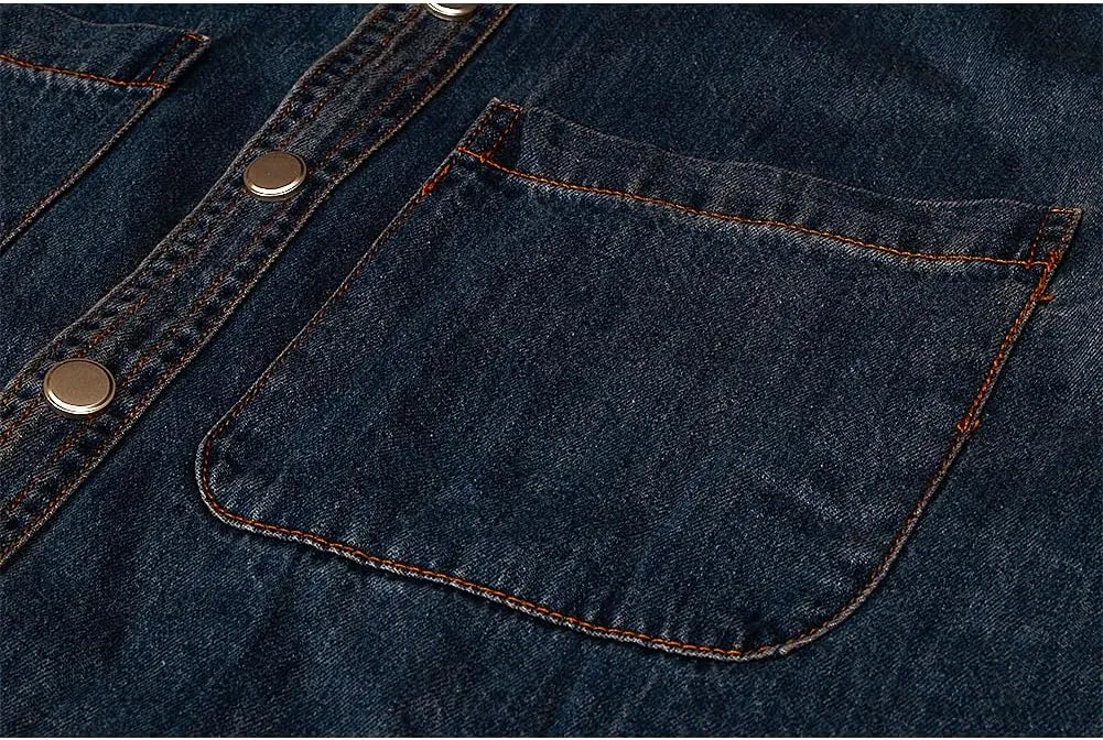 Men's Long Sleeve Slim-Fit Snap Denim Work Shirt