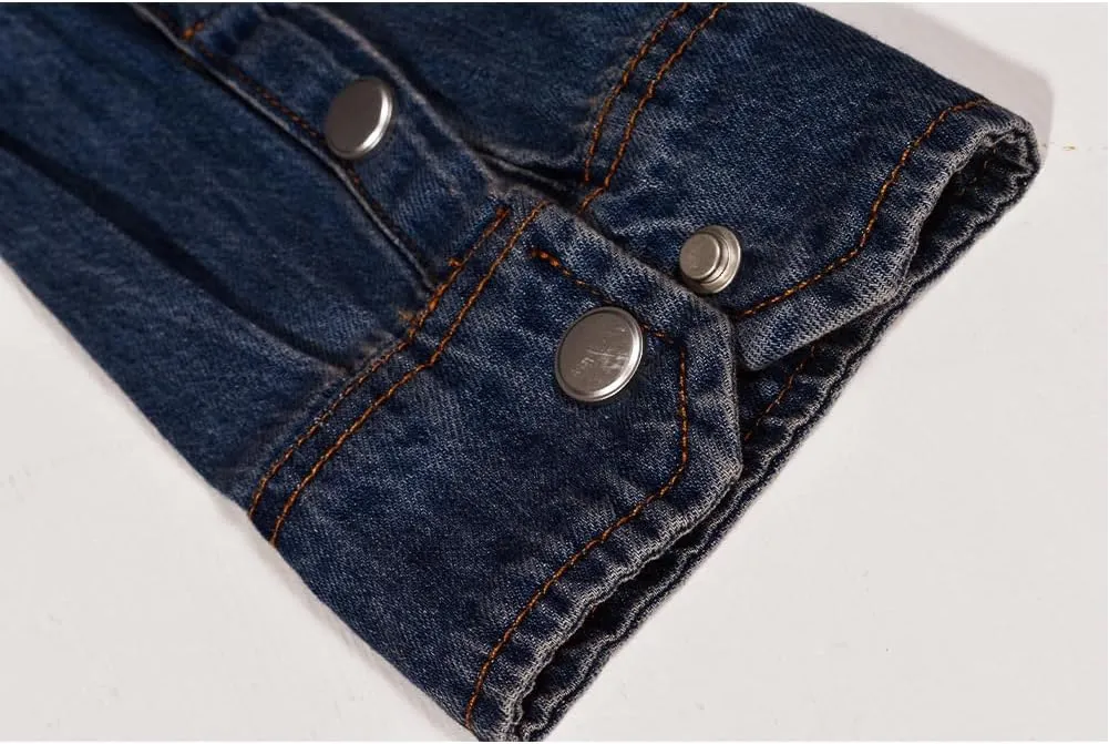 Men's Long Sleeve Slim-Fit Snap Denim Work Shirt