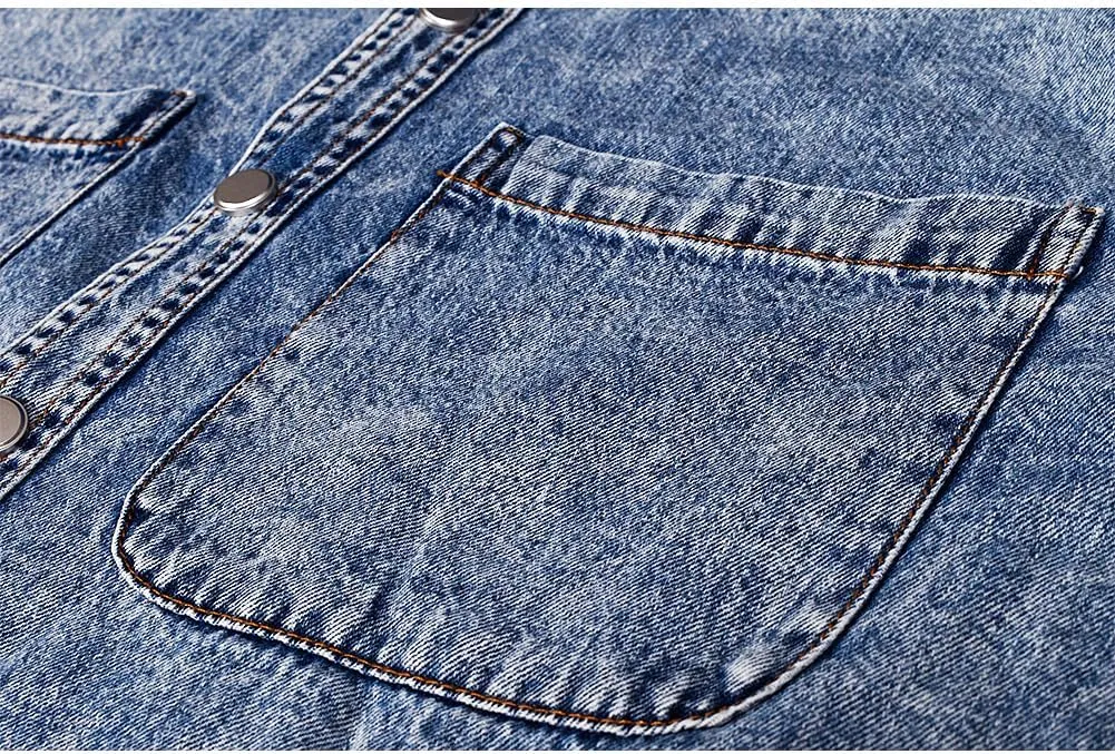 Men's Long Sleeve Slim-Fit Snap Denim Work Shirt