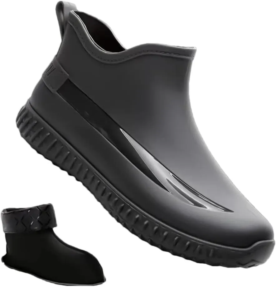 Men's Rain Shoes Short Tube Non-Slip Fishing Shoes Men's Rubber Shoes Waterproof Rain Boots Winter Cotton Warm Shoes