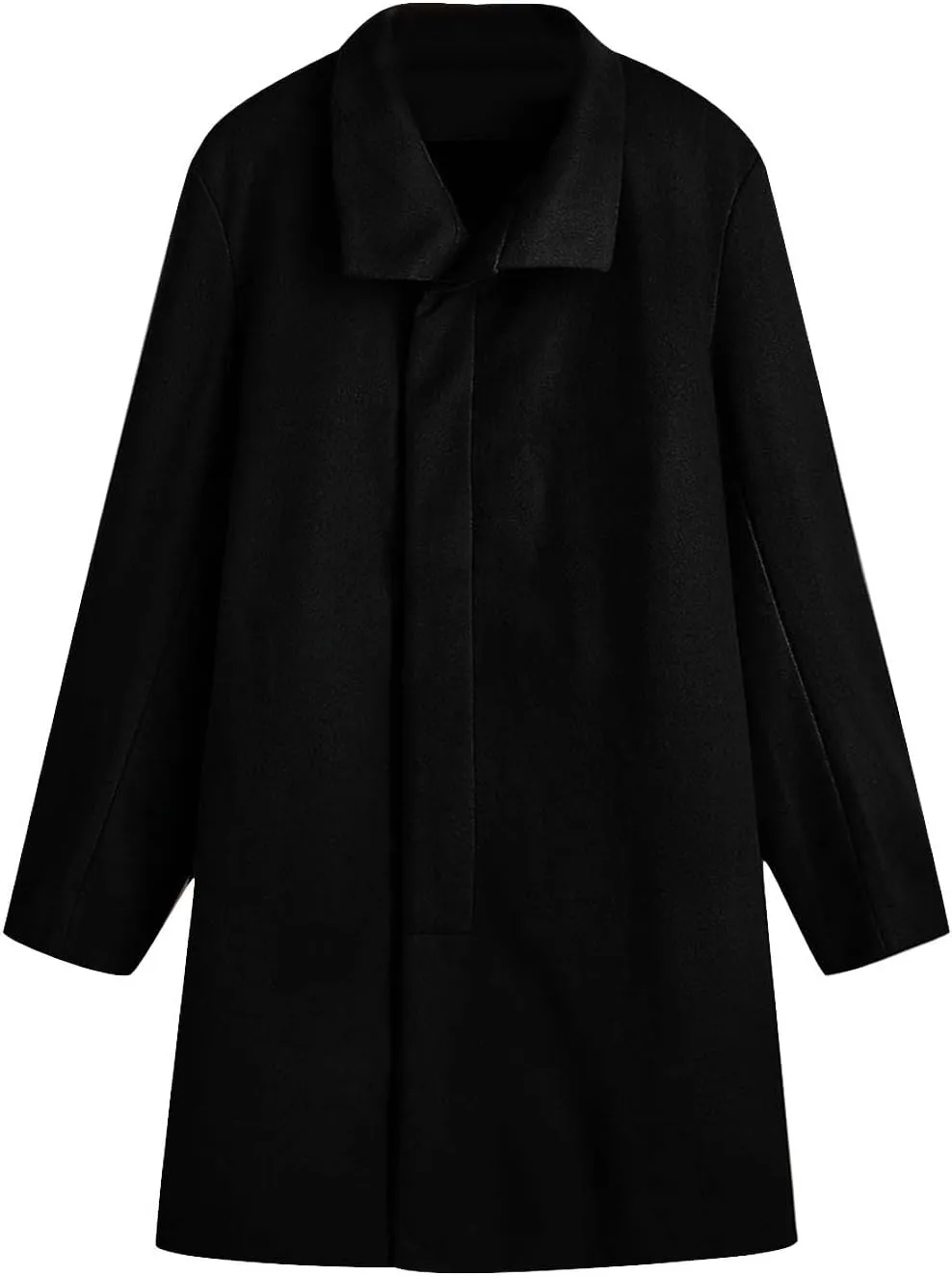 Men's Single Breasted Trench Coat Slim Fit Lapel Cardigan Coat Winter Warm Business Casual Long Jacket Overcoat