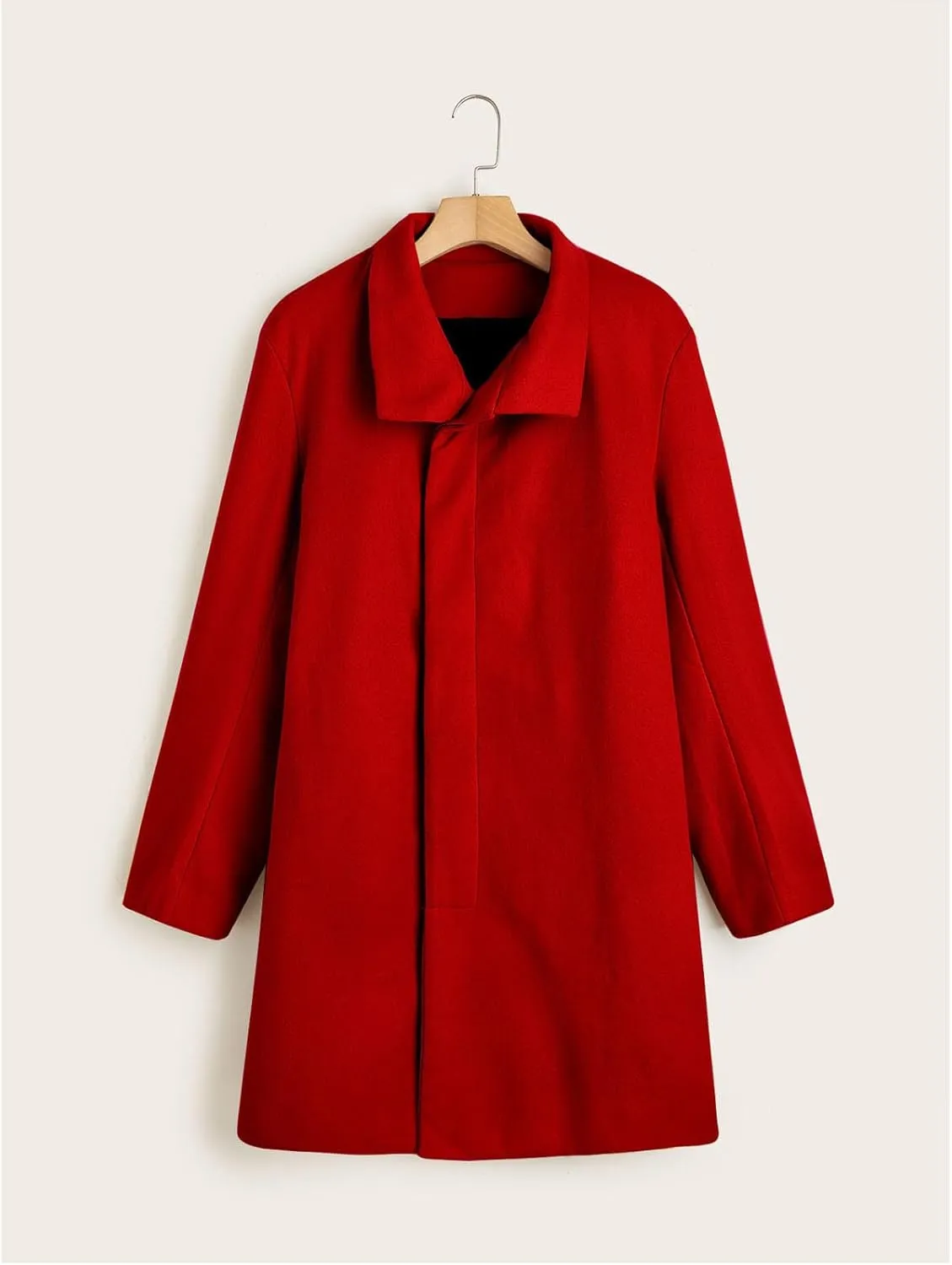 Men's Single Breasted Trench Coat Slim Fit Lapel Cardigan Coat Winter Warm Business Casual Long Jacket Overcoat