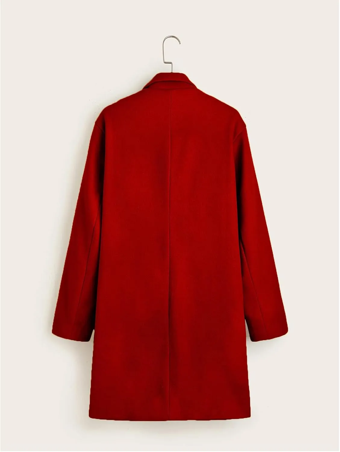 Men's Single Breasted Trench Coat Slim Fit Lapel Cardigan Coat Winter Warm Business Casual Long Jacket Overcoat