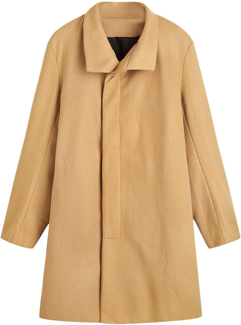 Men's Single Breasted Trench Coat Slim Fit Lapel Cardigan Coat Winter Warm Business Casual Long Jacket Overcoat
