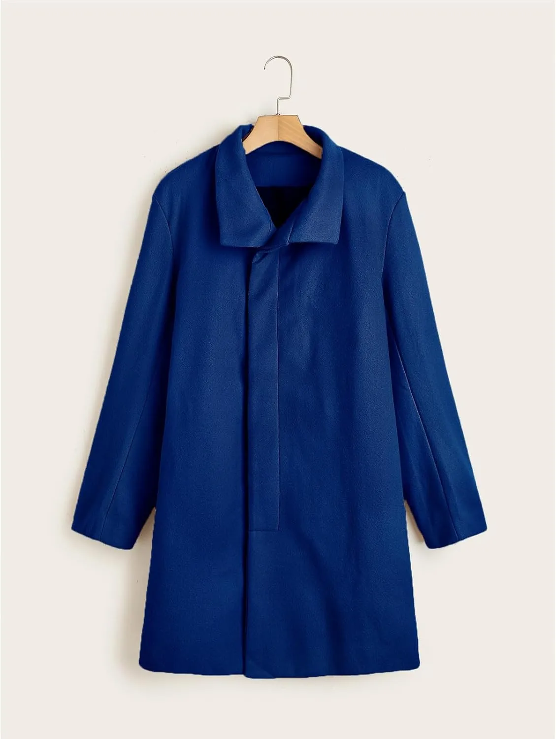 Men's Single Breasted Trench Coat Slim Fit Lapel Cardigan Coat Winter Warm Business Casual Long Jacket Overcoat