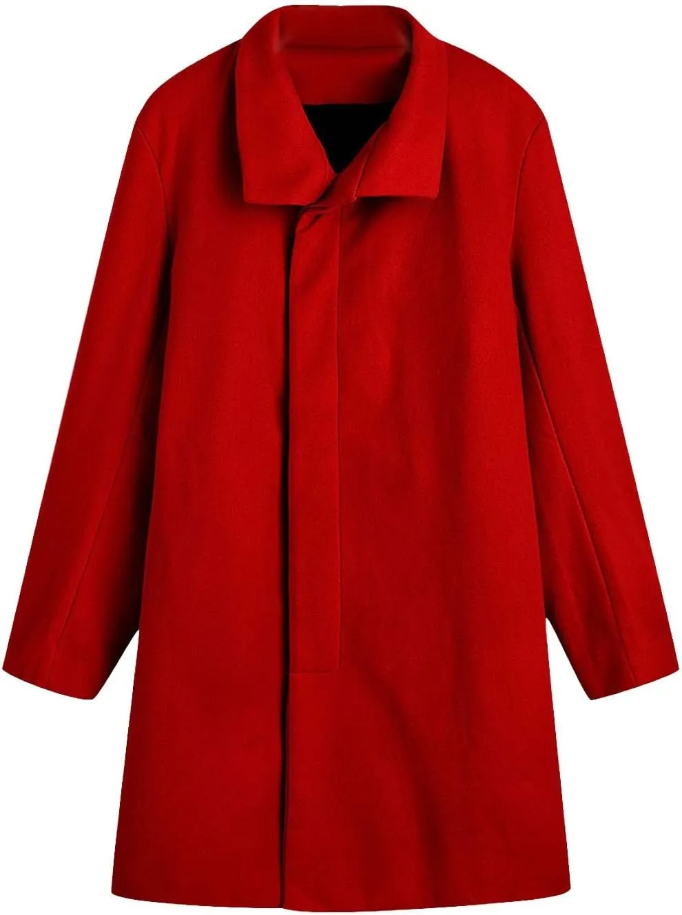 Men's Single Breasted Trench Coat Slim Fit Lapel Cardigan Coat Winter Warm Business Casual Long Jacket Overcoat