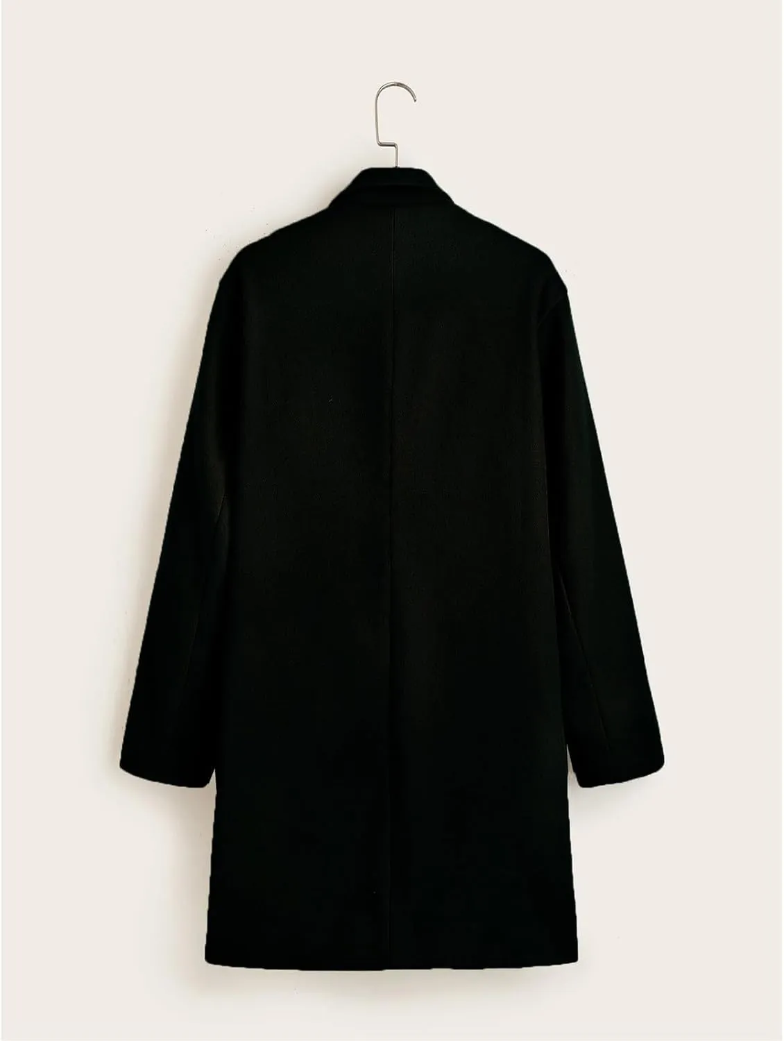Men's Single Breasted Trench Coat Slim Fit Lapel Cardigan Coat Winter Warm Business Casual Long Jacket Overcoat