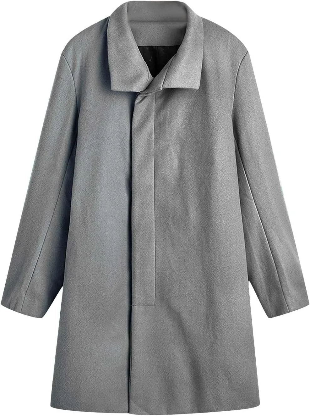 Men's Single Breasted Trench Coat Slim Fit Lapel Cardigan Coat Winter Warm Business Casual Long Jacket Overcoat