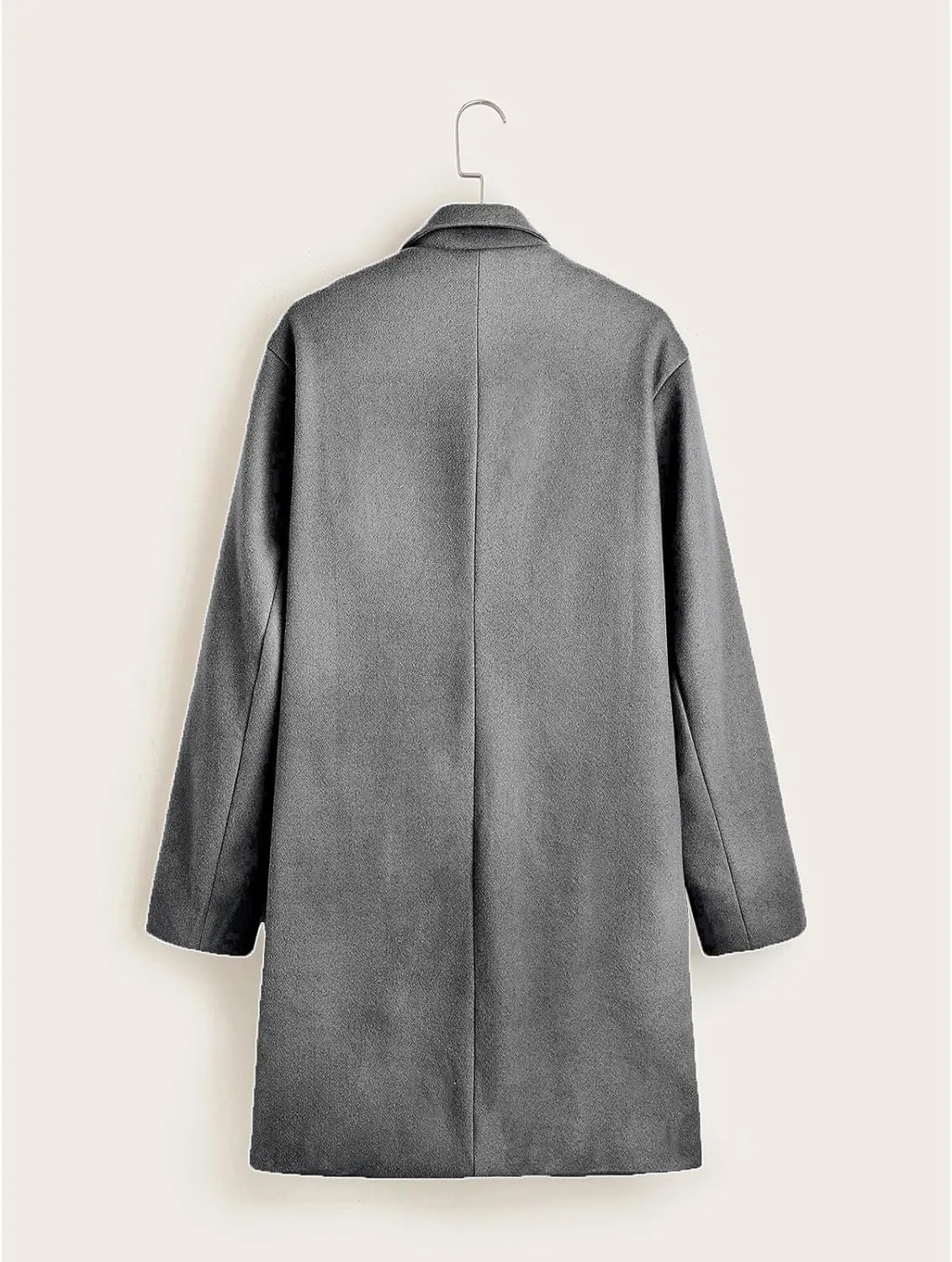Men's Single Breasted Trench Coat Slim Fit Lapel Cardigan Coat Winter Warm Business Casual Long Jacket Overcoat