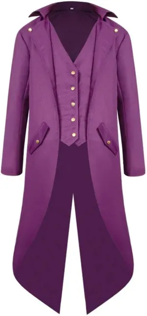Men's Steampunk Vintage Tailcoat Gothic Victorian Coat Punk Costume Mid-Century Tuxedo Clothing
