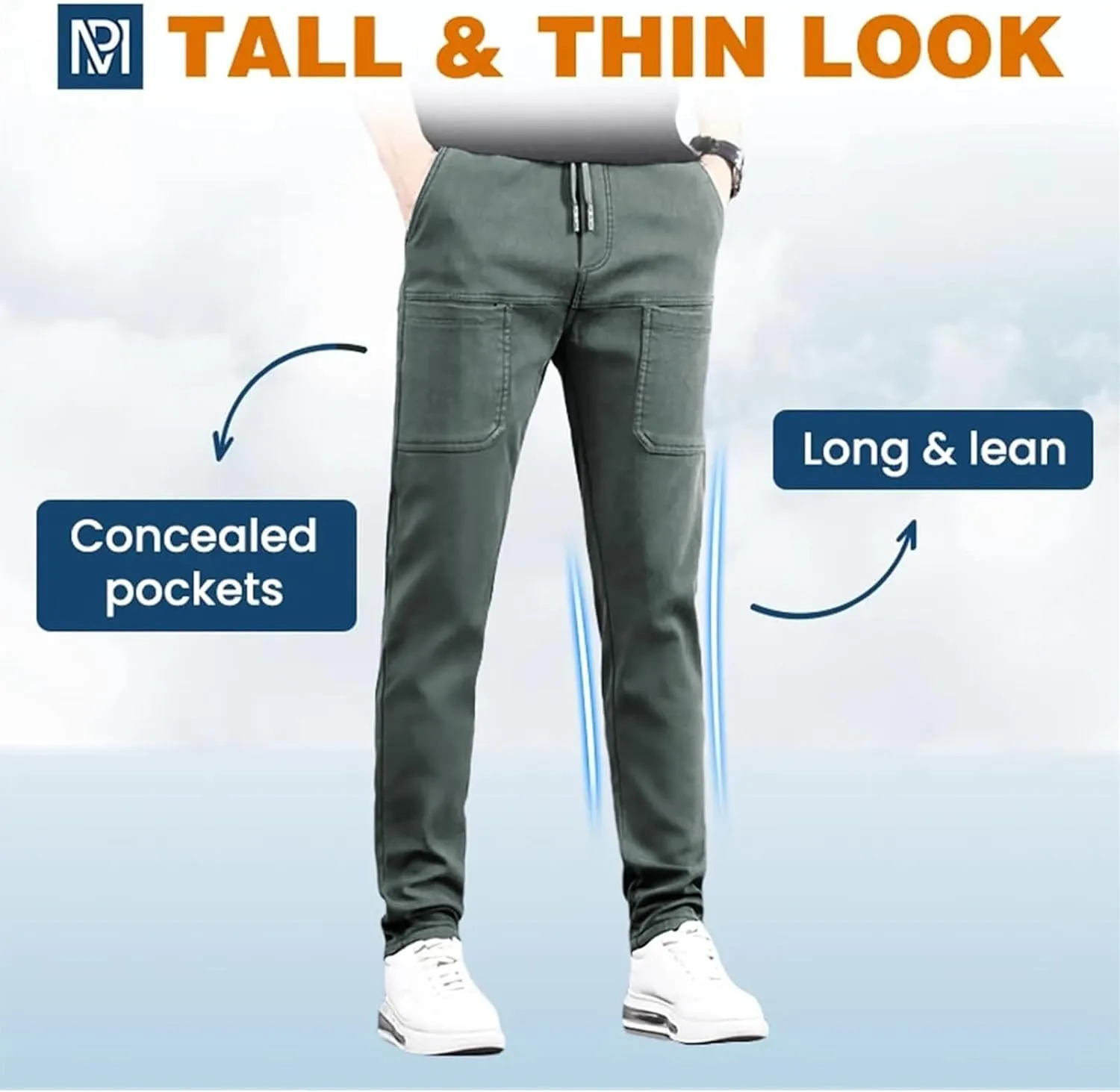 Mens Stretch Cargo Pants Straight Leg Slim Fit Multi Pockets Trousers Elastic Waist Casual Sweatpants High Stretchy