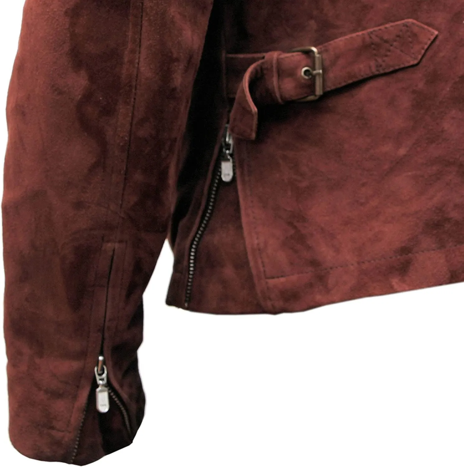 Mens Tom Brown Suede Leather Caf Racer Jacket (Regular, Big & Tall and Short)