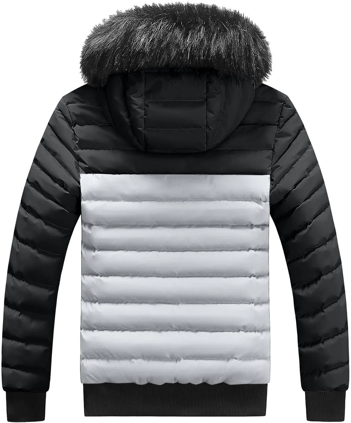 Mens Winter Jacket Warm Down Jacket Full Zip Puffer Jacket Quilted Insulated Jacket with Hood for Business