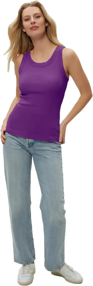 Michael Stars Women's Paloma Wide Binding Cotton Tank Top - Everyday Basic