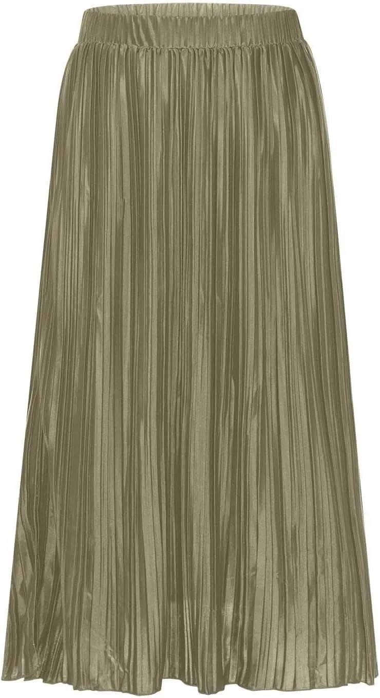 Midi Skirts for Women Split Hem Elastic Waist Long Skirt Casual Solid Color Summer Boho Dress A Line Thigh Dresses
