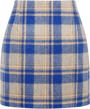 Mini Plaid Skirts for Women Trendy High Waisted Bodycon Wool Pencil Skirt Stretchy Wrap Skirt Lightweight Tweed Skirt