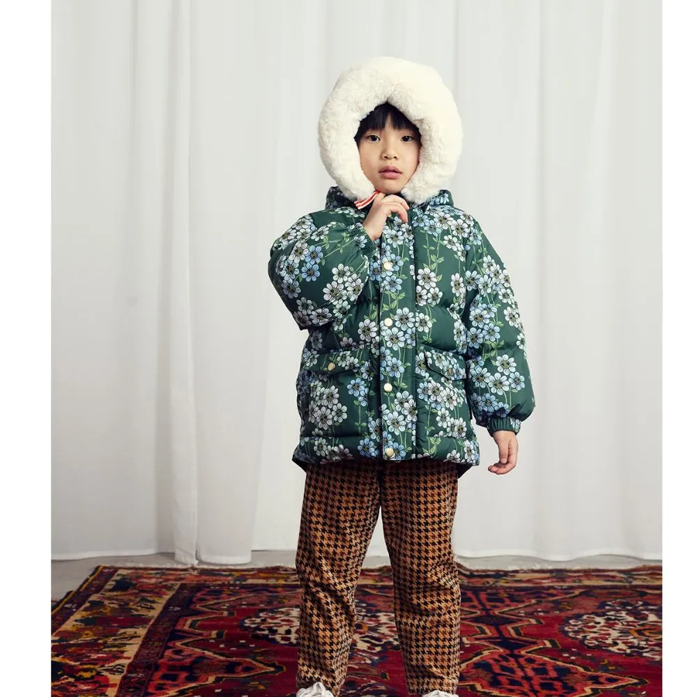 Mini Rodini Daisys aop Heavy Hooded Puffer Jacket