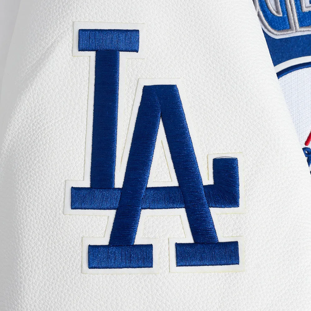 MLB LOS ANGELES DODGERS TURN IT UP MEN'S RIB WOOL VARSITY JACKET (DODGER BLUE/WHITE)