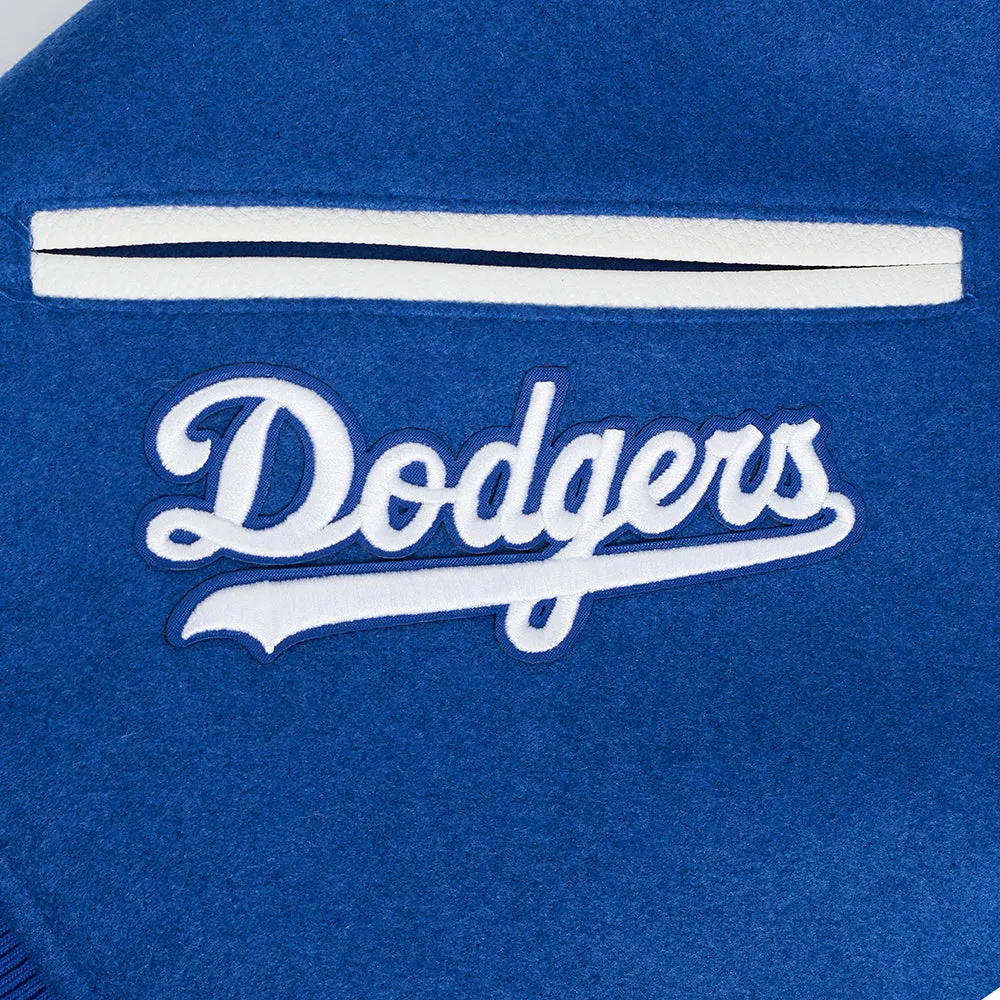MLB LOS ANGELES DODGERS TURN IT UP MEN'S RIB WOOL VARSITY JACKET (DODGER BLUE/WHITE)
