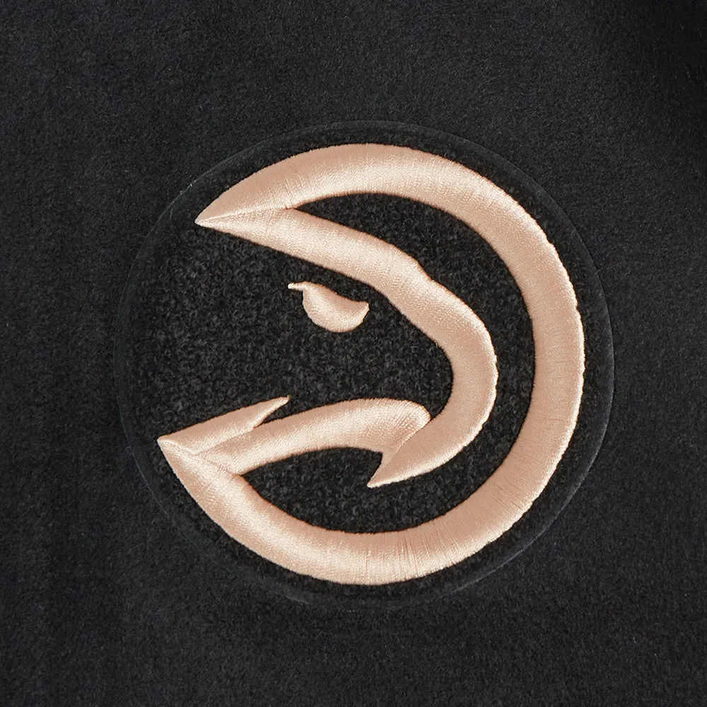 NBA ATLANTA HAWKS CITY EDITION 24-25 MEN'S RIB WOOL VARSITY JACKET (BLACK/WHITE)