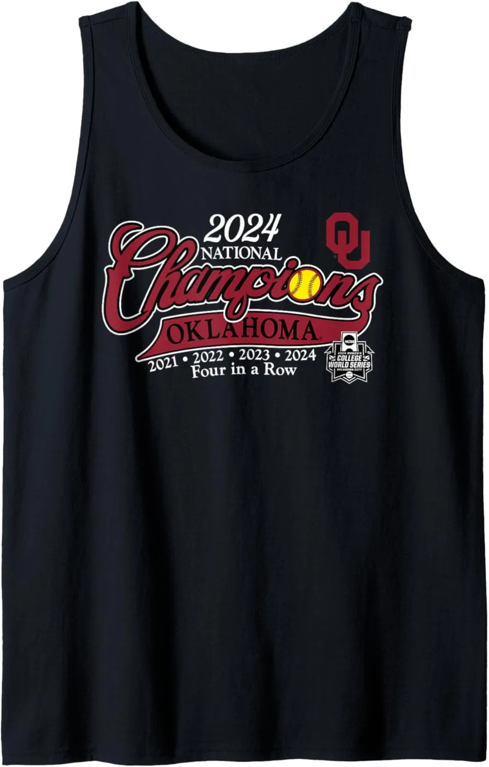 Oklahoma Sooners National Champs Softball 2024 WCWS 4-Time Tank Top