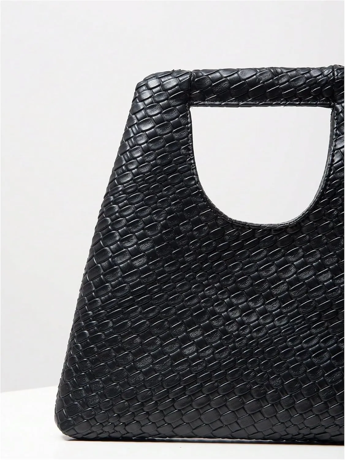 OYOANGLE Women's Leather Braided Square Handbag Top Handle Vintage Hobo Bag